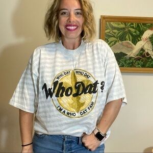 Vintage New Orleans Saints Striped Graphic Tee